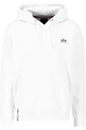 Alpha Industries Herren Basic Hoody Small Logo Kapuzenpullover, White, M