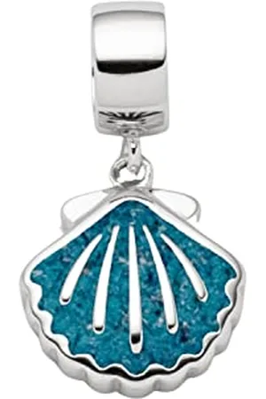 DUR Charm MUSCHEL Steinsand blau, Silber 925/- rhodiniert (F318)