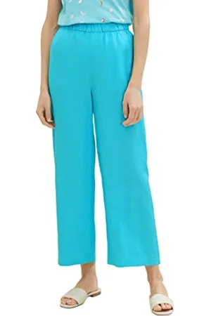 TOM TAILOR Damen 1036684 Culotte Hose aus Leinen, 26007-Teal Radiance, 40W / 28L