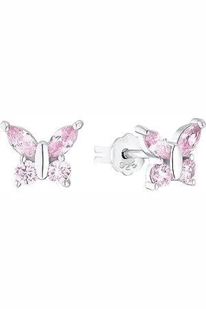 Amor Ohrstecker 925 Sterling Silber Mädchen Kinder Ohrschmuck, mit Zirkonia synth., 0,7 cm, Silber, Schmetterling, Kommt in Schmuck Geschenk Box, 2036525