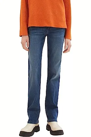 TOM TAILOR Damen 1038342 Alexa Straight Jeans mit Bügelfalte, 10152-mid Stone Bright Blue Denim, 32/30