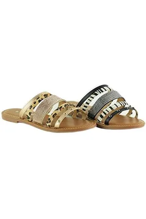 The Divine Factory Damen Leto Niedrige Hausschuhe, Gold (Gold/Leopard 011), 38 EU