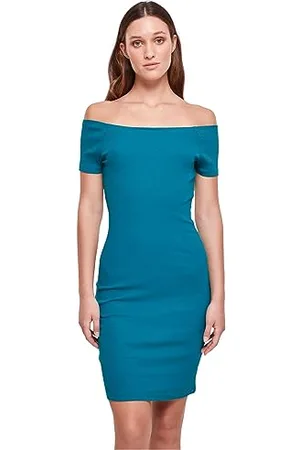 Urban classics Damen Kleid Ladies Off Shoulder Rib Dress, schulterfreies Kleid für Frauen, Slim Fit, , L