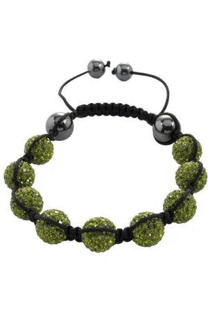 Burgmeister Jewelry Damen-Armband Shamballa Länge variierbar, Verschiedene Steine auf schwarzem Textilband JBM1153-598