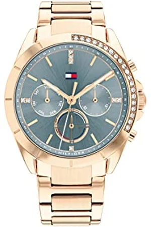 Tommy Hilfiger Multi Zifferblatt Quarz Uhr für Damen mit Rotgoldfarbenes Edelstahlarmband - 1782386