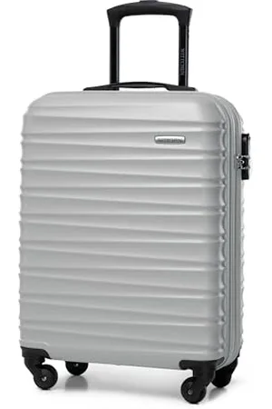 Wittchen Reisekoffer Handgepäck Kabinengepäck Rollkoffer Kabinenkoffer Kleiner Koffer Trolley Hartschale aus ABS mit 4 Spinner-Rollen Zahlenschloss Teleskopgriff Groove Line Größe S