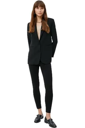 Koton Women Ribbed Buttoned High Rise Leggings