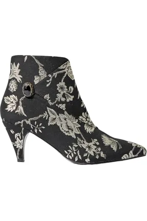 Joe Browns Damen Wrap Front Floral Jacquard Boots with Jewel Button Trim Stiefelette, Goldfarben/Schwarz, 39 EU