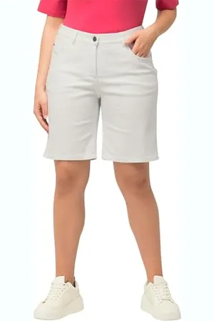 Ulla Popken Damen Jeansbermuda Mandy, 5-Pocket-Form, Komfortbund Freizeithose, , W32 / L32