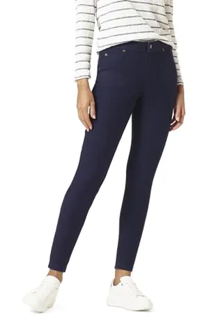 HUE Damen Ultraweiche Fleece gefüttert Denim Leggings | Warm Modische Leggings, Ink Wash, XS