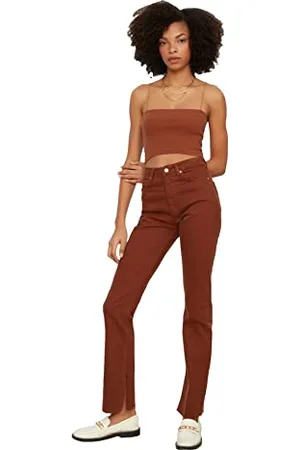 Trendyol Damen Rip Hohe Taille Slim Flare Jeans Jeans Palazzo, , 36