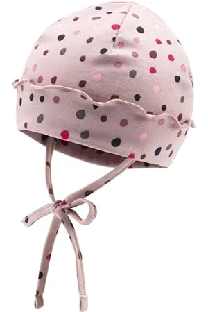 Sterntaler Beanie aus Jersey Bedruckt mit Punkten für Mädchen - Baby und Kinder Mütze mit Umschlag, Bindeband und Ohrenklappen - gefüttert mit Baumwollfleece - , 35