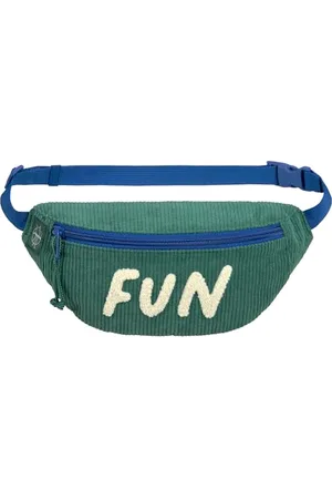 LÄSSIG Kinder Bauchtasche Umhängetasche mit verstellbarem Gurt/Mini Bum Bag Cord Fun Ocean Green