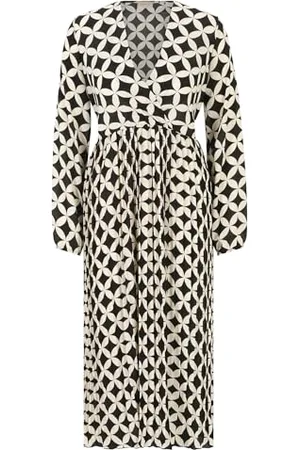 Cartoon Damen Wickelkleid, Schwarz/Beige, 44
