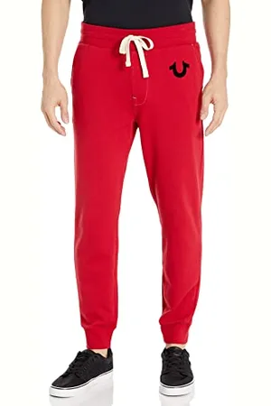 True Religion Herren Classic Logo Jogger Sweatpant Trainingshose, Ruby Red W Black, Mittel