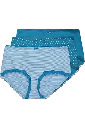 Ulla Popken Damen große Größen Übergrößen Plus Size Hipster, 3er-Pack, Streifen/Punkte/Uni