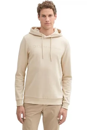 TOM TAILOR Herren Basic Hoodie Sweatshirt mit Logo-Print, , L