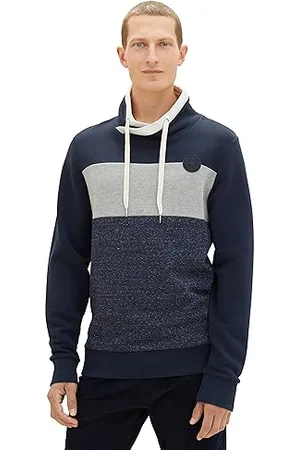 TOM TAILOR Herren 1037761 Colorblock Snood Sweatshirt, 10668-sky Captain Blue, S