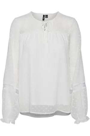 VERO MODA Damen Vmleah Ls Lace Top WVN Ga Noos Langarmshirt, , XXL