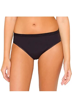 Dim Slip 100% Baumwolle Midi Damen x2, Black, M
