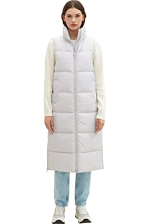 TOM TAILOR Damen 1036571 Longstyle Puffer Weste, 32253-basic Light Grey, S