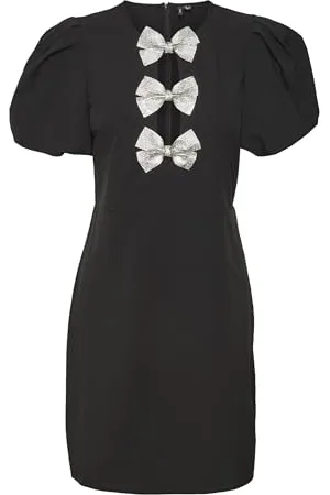 VERO MODA Damen VMELLISON 2/4 Short Dress JRS GA PRM Minikleid, Black, X-Small