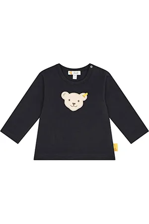 Steiff Unisex Baby Langarm Teddykopf ohne Squeezer T-Shirt, Navy, 68