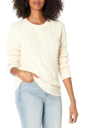 Amazon Damen Fisherman Cable Langarm-Pullover mit Rundhalsausschnitt (in Übergröße erhältlich), , M
