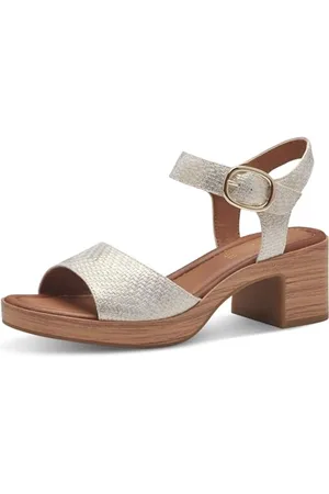 Jana Damen Sandalen mit Absatz mit Klettverschluss Vegan, ( Comb), 39 EU