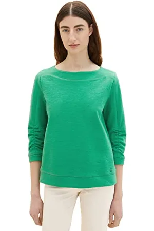 TOM TAILOR Damen 1035341 Sweater mit Struktur & gerafftem Ärmel, , XXL