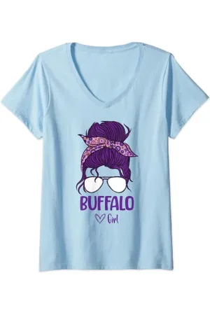 Buffalo Damen , geboren in Buffalo T-Shirt mit V-Ausschnitt