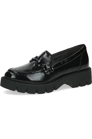 Caprice Damen Loafer mit Plateau Memotion Lack Business Slippers Weite G, Schwarz , 38 EU