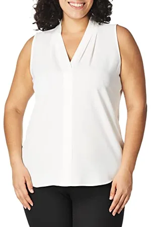 Calvin Klein Damen Sleeveless Blouse with Inverted Pleat (Standard and Plus) Bluse, , Mittel
