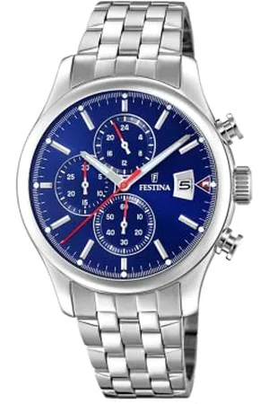 Festina Herren Chronograph Quarz Uhr mit Edelstahl Armband F20374/2