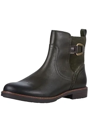 Marco Tozzi Damen Stiefeletten ohne Absatz mit Lederanteil Flach, Grün , 36 EU