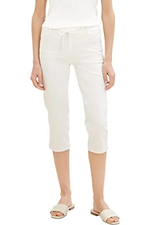 TOM TAILOR Damen 1036683 Alexa Capri Fit Hose, 10315-Whisper White, 34
