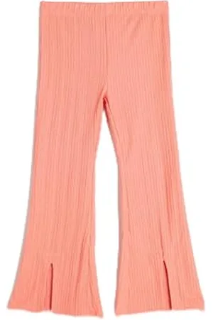 Koton Girls Flare Trousers Slit Detail Elastic Waistband Textured