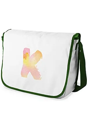 Bonamaison Le Jardin du Lin Digital Bedruckte Messenger Schultaschen mit Khaki Riemen für Mädchen und Jungen, Zurück zur Schule, Kuriertaschen für Schüler, Umhängetaschen, Größe: 29x36 Cm