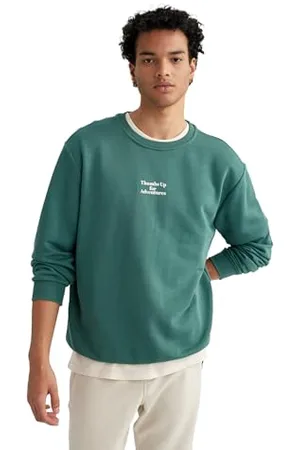 DeFacto Herren Sweatshirts - Bequeme Sweatshirt Herren Pullover Regular Fit Crew Neck