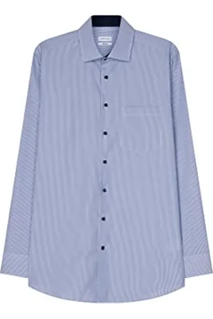 Seidensticker Herren Regular Fit Bügelfrei Kent Langarm Patch 5 Shirt, , 44 EU