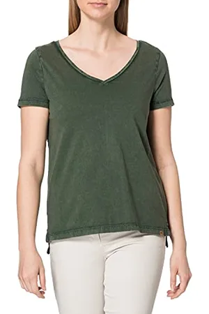 Camel Active Womenswear Damen 3096295T58 T-Shirt, Dunkel Olive, XL