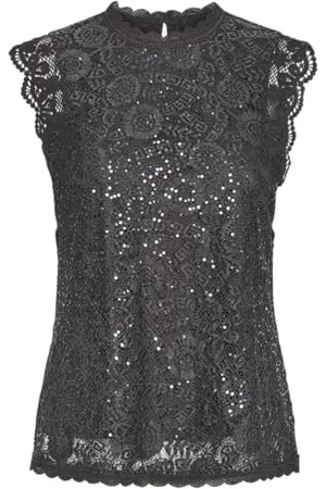 Pieces® Pcolline Sl Lace Sequins Top Noos