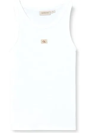 Calvin Klein Damen Woven Label Rib Tank TOP Tanktop, , 3XL
