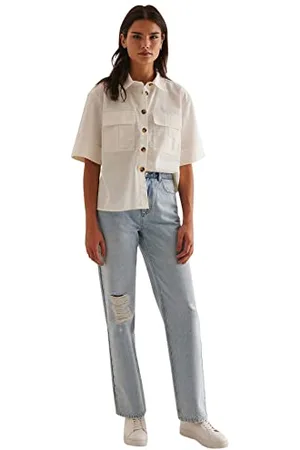 NA-KD Damen Wide Leg Highwaist Denim Jeans, , 38