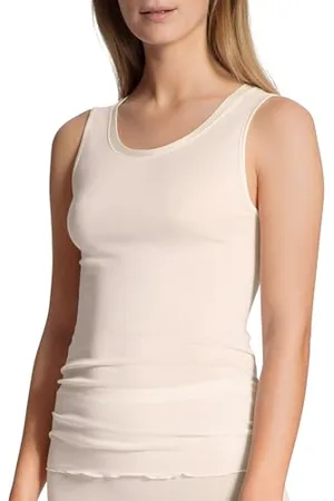 Calida True Confidence Tank-Top aus Wolle-Seide Damen, aus Merinowolle und Seide, wärmend, temperaturausgleichend und geruchsneutralisierend, Feinripp