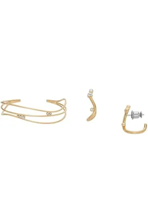 Skagen Damenarmband und Ohrringe Kariana, goldfarbener Edelstahl, Set