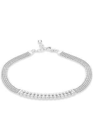 Amazon Kastenketten-Armband aus rhodiniertem Sterlingsilber mit Zirkonia, verstellbar, 18–20 cm