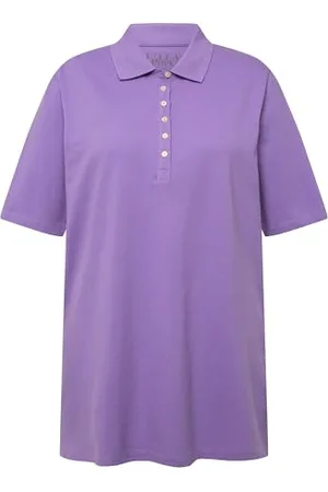 Ulla Popken Damen große Größen Übergrößen Plus Size Poloshirt, Piqué, Polokragen, Samt-Knopfleiste, Halbarm 58+ 637297811-58+