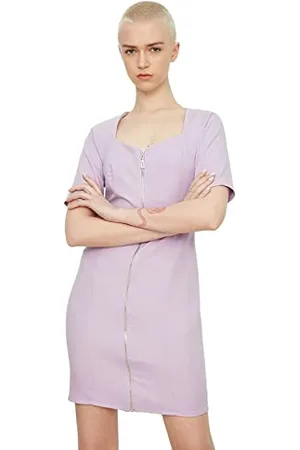 Trendyol Damen Woman Mini Bodycon Crew Neck Woven Dress, , 36