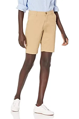 Amazon Damen Khaki-Bermudashorts mit mittelhohem Bund schmaler Passform und 25 cm Schrittlänge, , 44